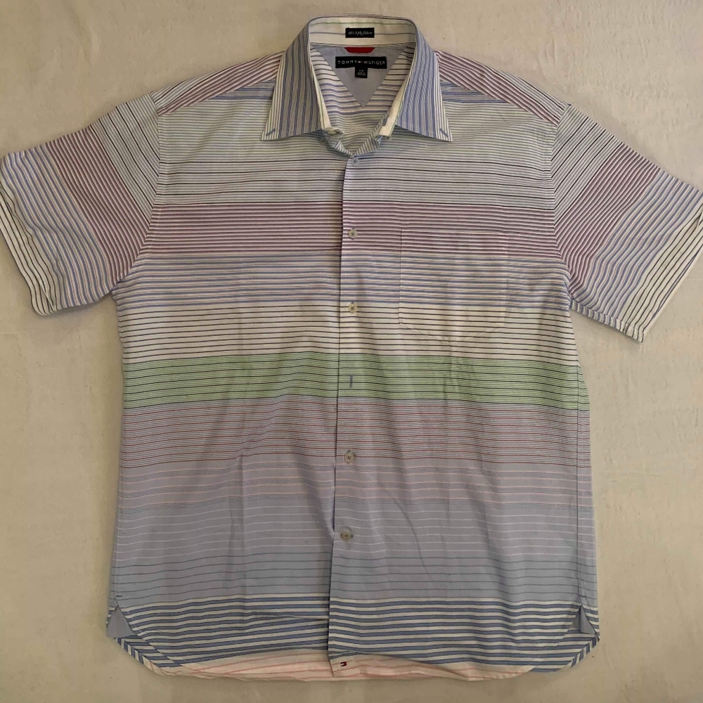 👽Tommy Hilfiger Mens Striped Button Down Large